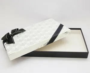 cardboard paper gift packaging box with lids of ribbon bowknot