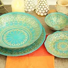 blue color with gold decorative glass charger plate
