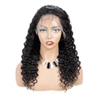 Allrun factory wholesale good quality deep wave virgin brazilian hair 360 lace wig human hair