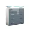 Wood High Gloss UV Storage Cabinet Chest Drawers With Glass Shelf
