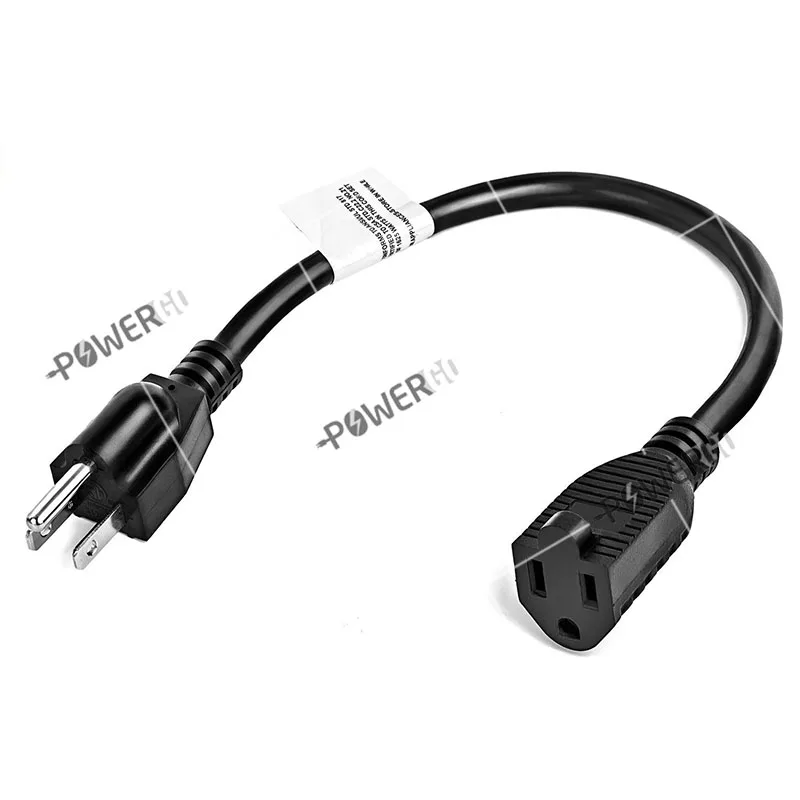 Power Extension Cord Cable, Outlet Saver, 3 Prong, 16AWG-13A, Black, 1-Foot
