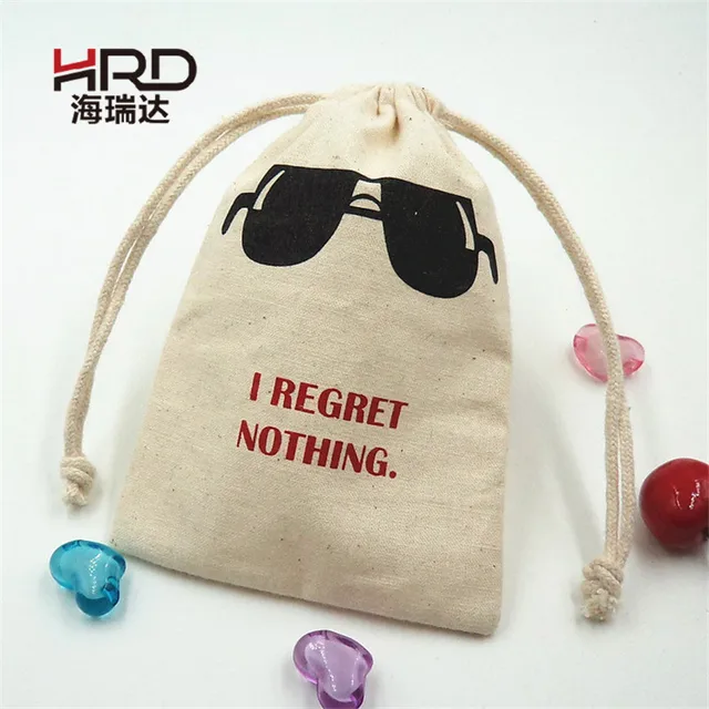 best selling printed cotton bags drawstring canvas gift pouch