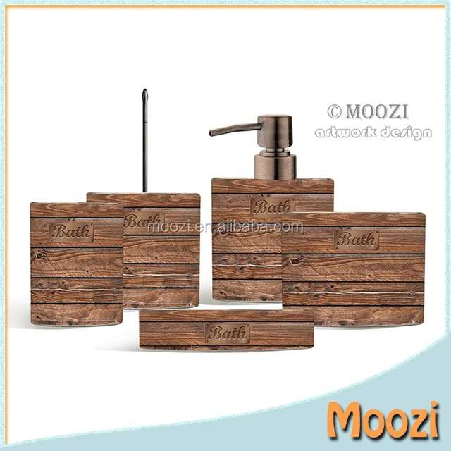 plastic fany hotel bath set of 5pcs resin bathroom set