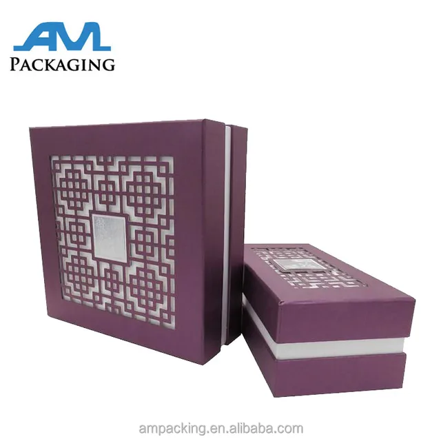 laser die cut two piece gift paper box for moon cake packaging