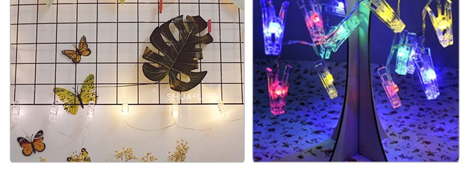 10 20 40 LEDs Garland Card Photo Clip Led String Fairy Lights New Year Christmas Decoration Battery Decorative Light For Wedding (13)