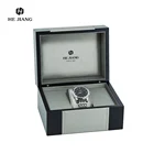 luxury wooden watch box with leather covered