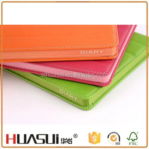 customised pu leather private travel diary notebook with ribbon