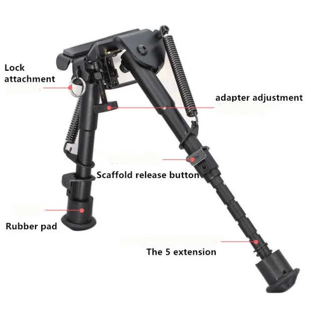 HY 6-9 Inches hunting equipment Tactical Bipod Adjustable Spring Return with Adapter Riflescope Mount, Black
HY 6-9 Inches hunting equipment Tactical Bipod Adjustable Spring Return with Adapter Riflescope Mount, Black