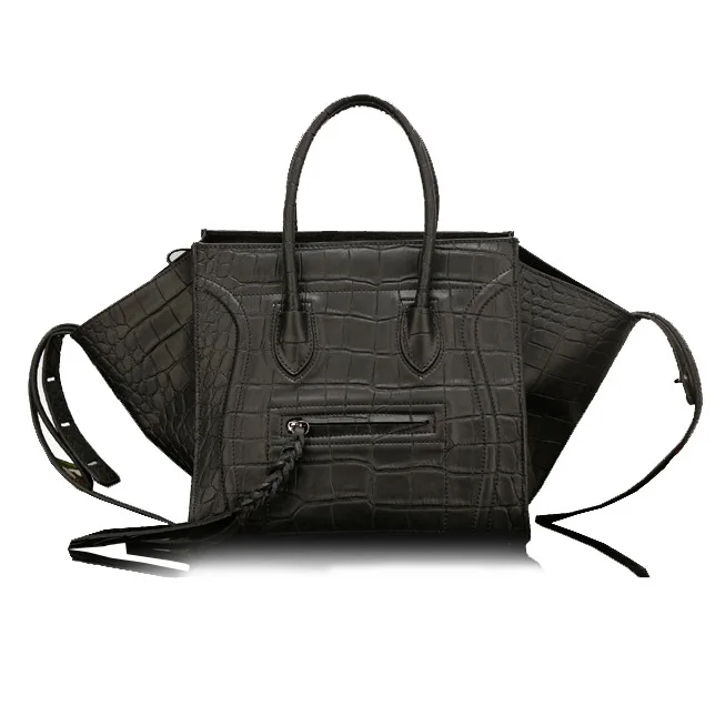 2015 New Famous Fashion Brand Handbag American Style Trapeze Alligator Genuine Leather C Women Shoulder Bag line bags Smiley bag