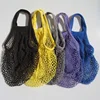 Resueable Net Cotton Mesh Tote Fruit Bag With short handle