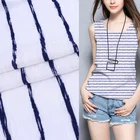 Small order blue and white stripe slub 100 percent cotton jersey fabric custom textile printing