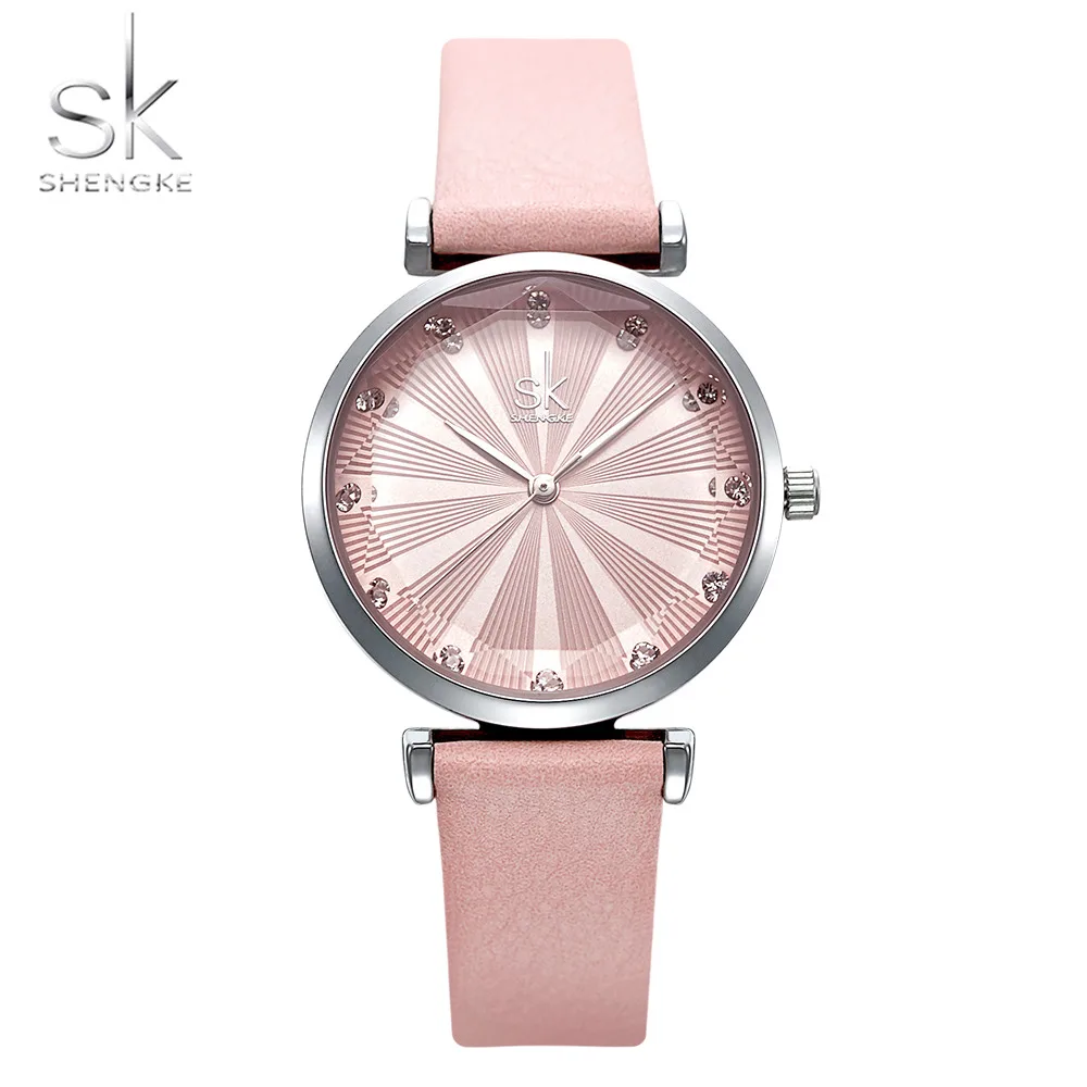 

Shengke Women's Watches Luxury Ladies Watch Leather Watches For Women Fashion Bayan Kol Saati Diamond Reloj Mujer 2019