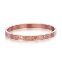 

Women Friendship Jewelry Engraved Love Cuff Crystal Diamond Stainless Steel Bangle Bracelet 18K rose gold bracelet