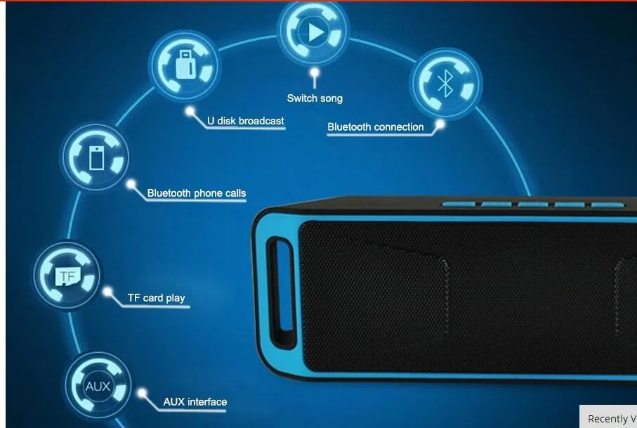 New sc-208 Portable V2.1 Stereo Wireless speaker Support Handsfree FM Radio AUX USB TF Card Mic for IOS Android Phone - ANKUX.COM