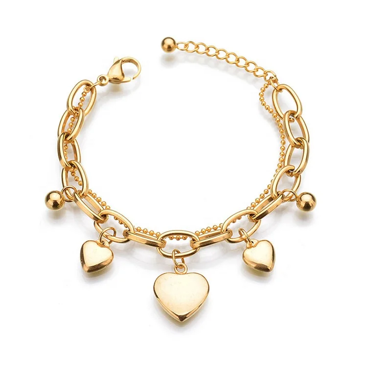 Manufacturers custom charm heart bracelet pendant gold plated stainless steel chain bracelet jewelry, Picture
Manufacturers custom charm heart bracelet pendant gold plated stainless steel chain bracelet jewelry, Picture