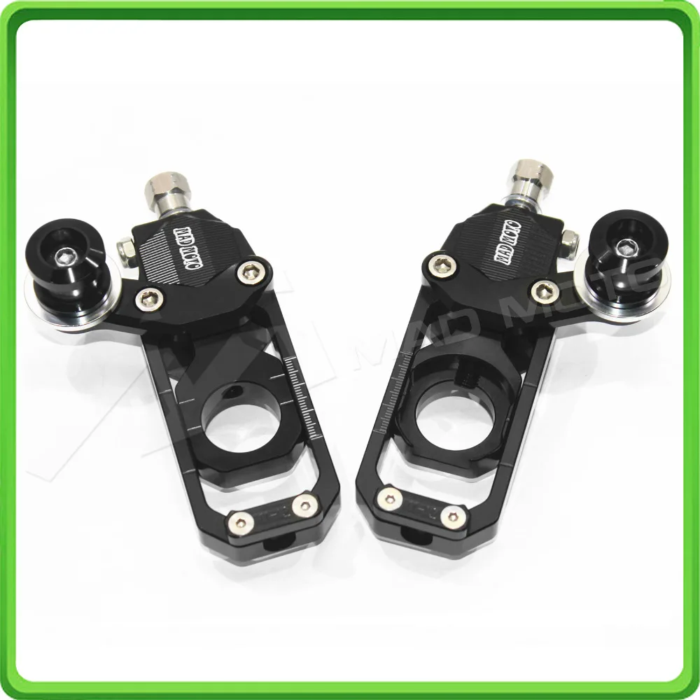 Motorcycle Chain Tensioner Adjuster with bobbins kit for Kawasaki Ninja ZX6R ZX-6R 2005 2006 2007 2008 2009 2010 2011 2012 Black (2)
