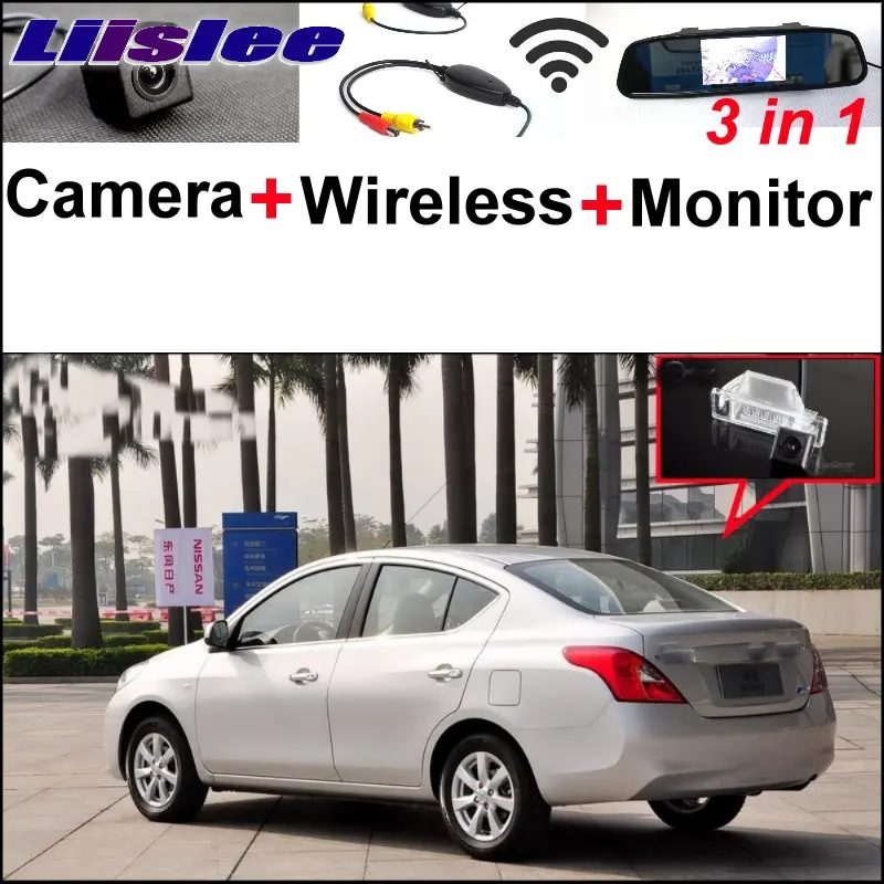 Liislee 3in1 Special Rear View Camera Wireless Receiver + Mirror Monitor Easy DIY Parking System For Nissan Sunny N17 2011~2014
