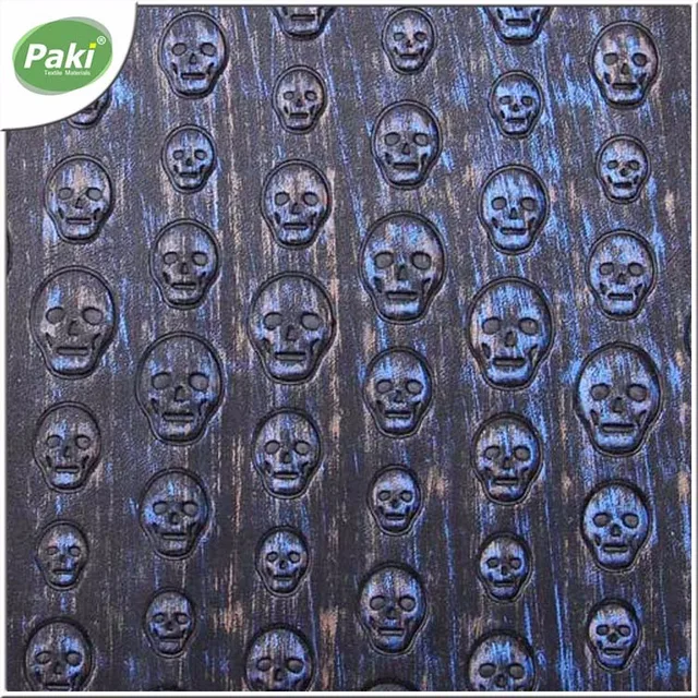 1.1mm punk style metal skull PU artificial leather for leather backpack
