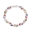 Hot sale jewelry wave shaped bracelet woman leaf shape colorful zircon twisted bracelet silver color plating bracelet gift