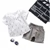 Boy's Cotton and Linen Short Sleeve Shirt Suit Baby Summer Clothes Set