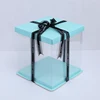 Custom made high quality cardboard clear pvc box square rose cake box