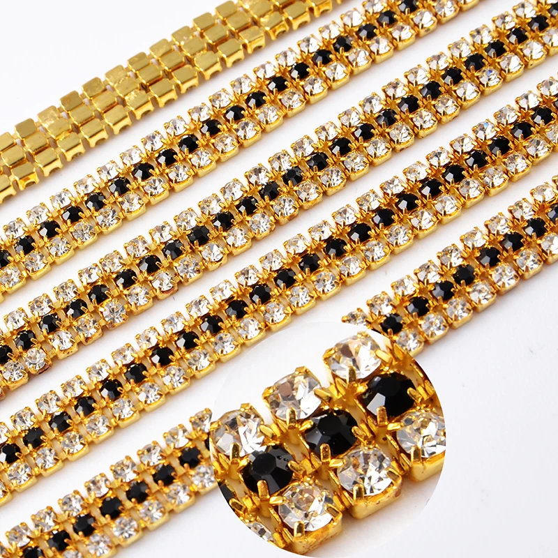 High quality rhinestone beads cup chain with gold base wholesale in stock 10 yards/roll, Customized
High quality rhinestone beads cup chain with gold base wholesale in stock 10 yards/roll, Customized