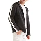 Custom Men Woven Hooded Track Jacket with Contrasting Snap-buttoned Panels