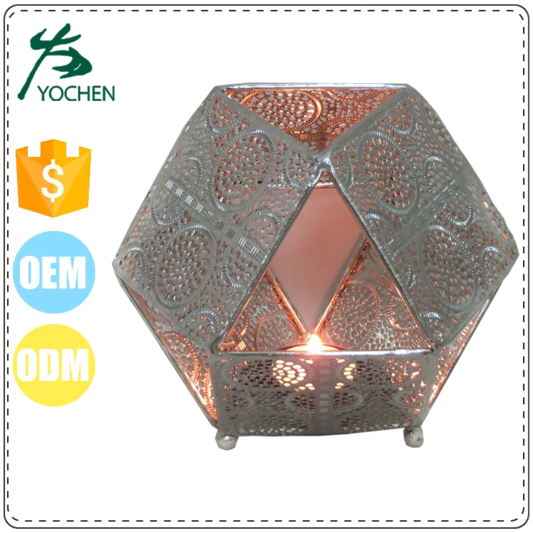 Factory direct sale modern tabletop geometry tealight iron candleholder