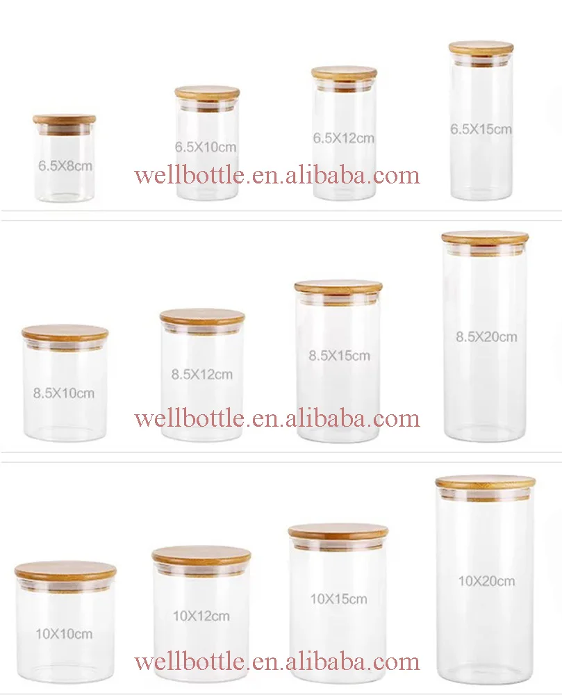 High Quality 600ml Food Grade Glass Storage Jar with Bamboo Lid Storage-102S