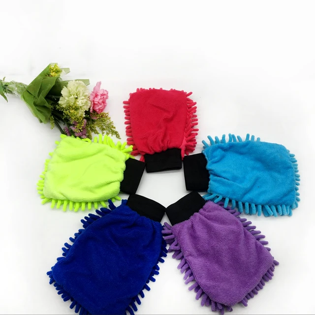 Quick dry high quality cute children chenille car wash mitt