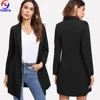 2018 New products ladies blazer designs black plain casual women longline blazer suit