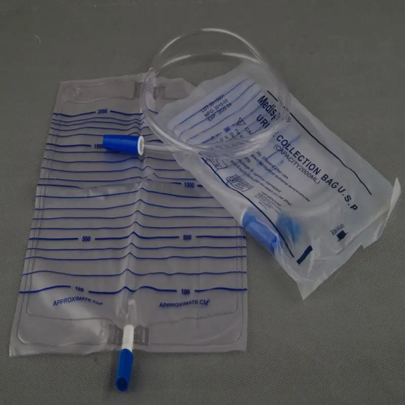 尿バッグコレクション尿排水バッグ使い捨て蒸気滅菌高級タイプ 2000 ミリリットル T バルブ