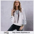 Summer Style Woman Blouse 2016 Vintage New v-Neck Embroidered Lantern Sleeve Latest Fashion Blouse Design