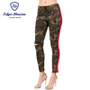Women Skinny Mid Rrise Camo Denim Jeans With Red Side Stripe
