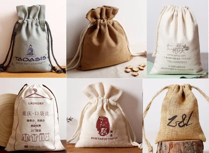 100%モスリンコットン巾着袋カスタムロゴ印刷低価格米包装袋仕入れ・メーカー・工場