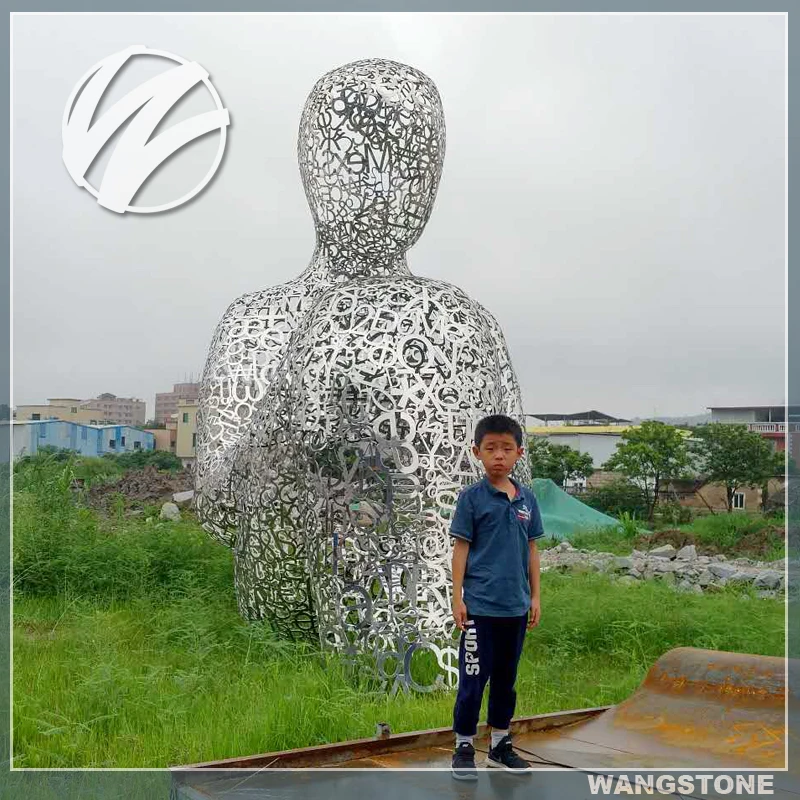 Urban Public Art Stainless Steel Human Figure Sculptures