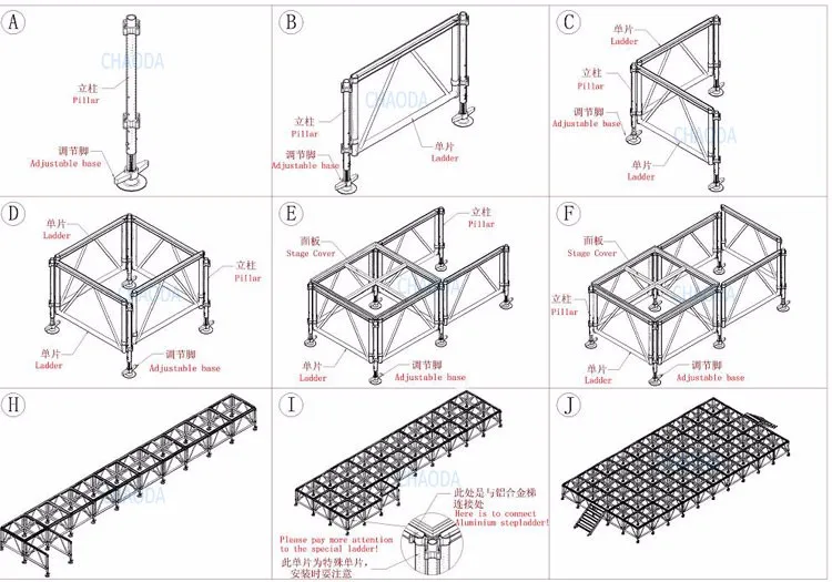 Trade Assurance Customizable Compact Aluminum Portable Stage