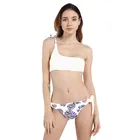 Latest design one shoulder floral printed summer two piece swimsuit bikini