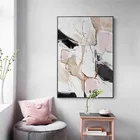 Abstract Modern Canvas oil Painting Fashion Pink Poster And Print For Living Room Bedroom Wall Art with Frame