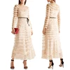New design pleated woman maxi dress long sleeves lace casual dress