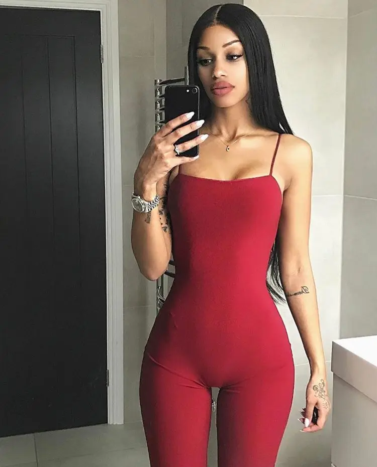 

TOB sexy woman Rompers 2019 Nightclub fashion sexy straps solid color tight jumpsuit for women AM042