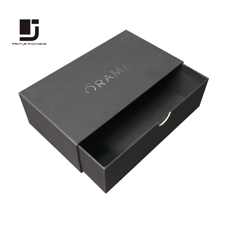 luxury best quality black drawer cardboard box packaging