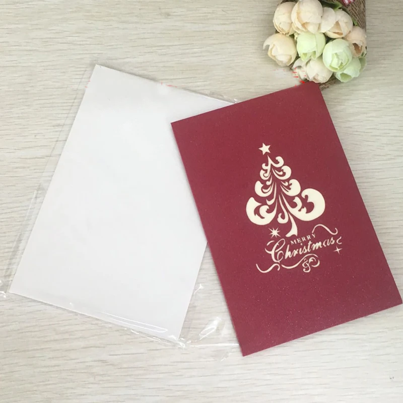1pcs Christmas Girl 3D Laser Cut Greeting Pop Up Card Invitation Custom Postcards Christmas Thanksgiving Day Party Gifts (5)