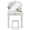 Tribesigns White dressers with Lighted Mirror Makeup Dressing Table and stool Set