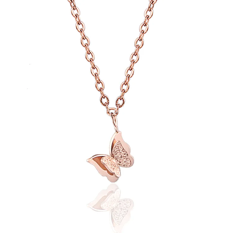 Newest Three Butterfly Necklace Rose Gold Plated Stainless Steel Pendant Necklace For Women, Rose gold or customized
Newest Three Butterfly Necklace Rose Gold Plated Stainless Steel Pendant Necklace For Women, Rose gold or customized