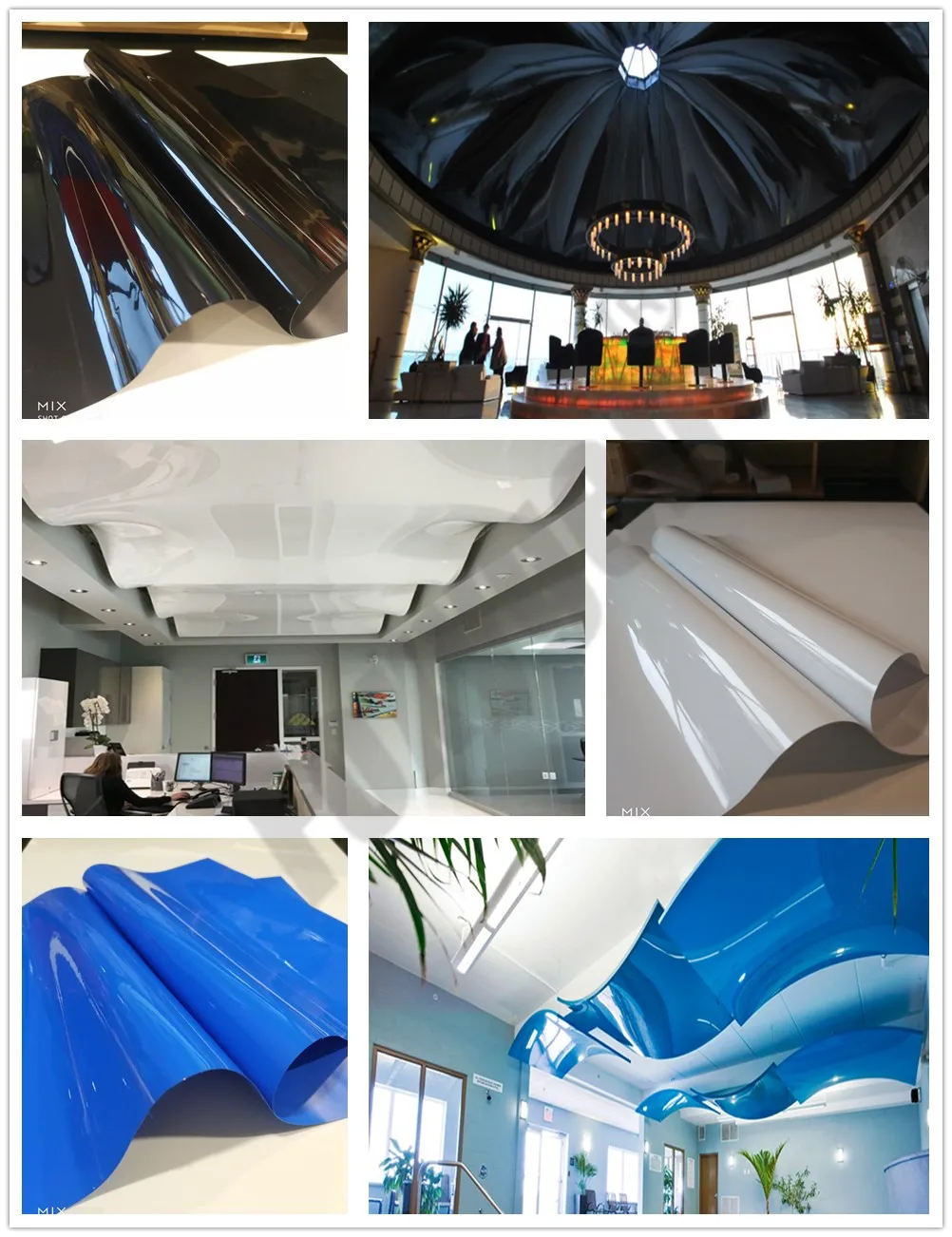 Up to 5 meters width Black lacquer stretch film  Manufacture  home decor High Glossy PVC stretch ceiling foil