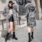 Women winter warm fashion real fox fur army parka fur jacket with Rex rabbit fur lining