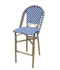Aluminum Bamboo Finish PE Wicker Commercial Bar Stool High Chair
