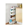 5 Layer Kitchen Plastic Slim Side Drawer Shelf with Lid Storage Rolling Cart Trolley