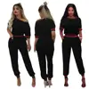 FM-3318 Factory Casual two piece women wear long pants and short clothing T shirt jumpsuits for lady